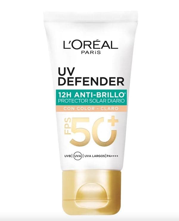 L'Oréal Paris Protector Solar Diario Anti-Brillo FPS50+ UV Defender Tono Claro, 40g