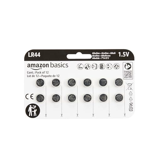 Amazon Basics - Paquete de 12 pilas alcalinas LR44