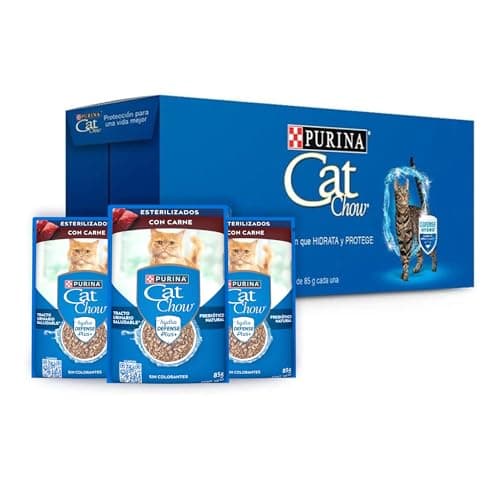 Purina Cat Chow Adulto Esterilizado Todos los Tamaños Sabor Carne 24pack de 85g