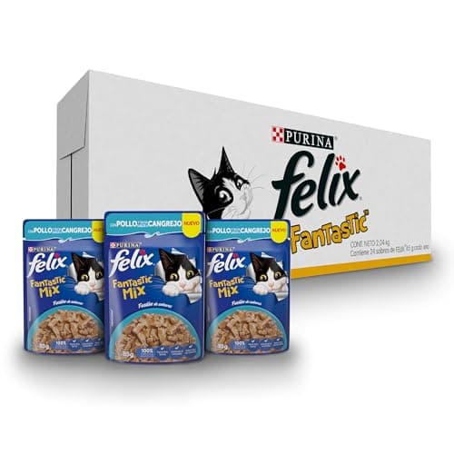 Purina Felix Fantastic Mix Adulto Todos los Tamaños Sabor Pollo y Cangrejo 24pack de 85g
