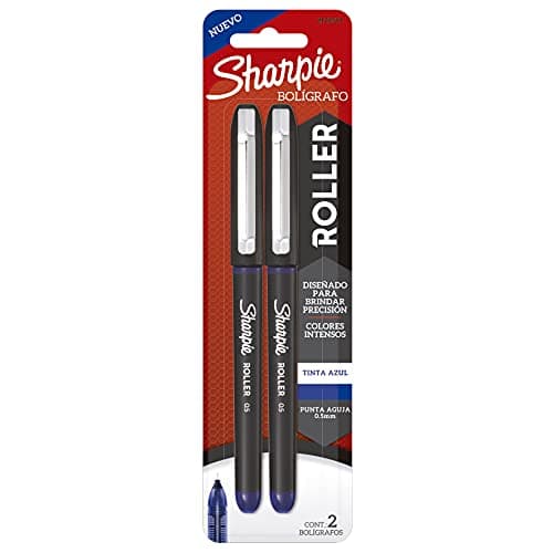 Sharpie Rollerball Pen, Punta Aguja (0.5mm), Tinta Negra, Tarjeta X 2