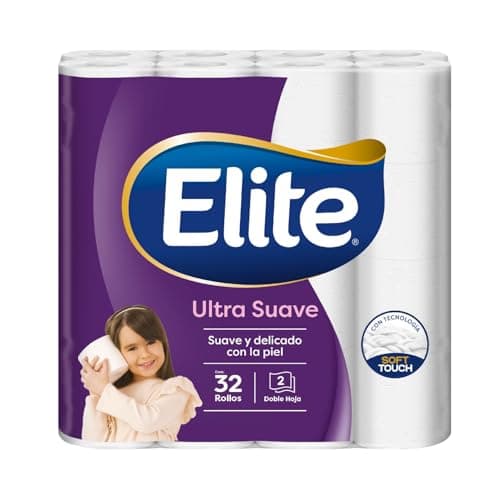 Elite Ultra Suave Papel Higiénico Doble Hoja 32 Rollos - Suave y Delicado con la Piel