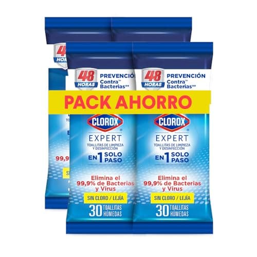 Pack de Toallitas Desinfectantes Clorox Expert 4 Paquetes de 30 Un