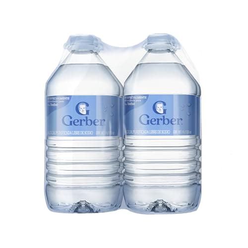 Gerber Agua Purificada, Agua Natural Suave, Especial para bebés, Pack de 4 Garrafas de 4L c/u