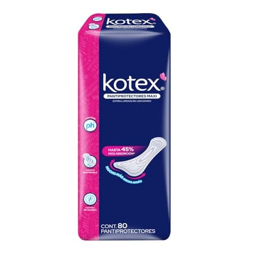 Pantiprotectores Kotex Maxi Extra Largos 80 pzas