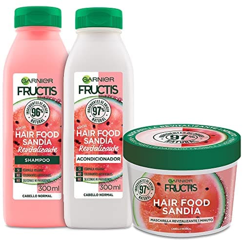 Kit Garnier Fructis Hair Food Sandía Rutina Revitalizante para Cabello Normal: Shampoo y