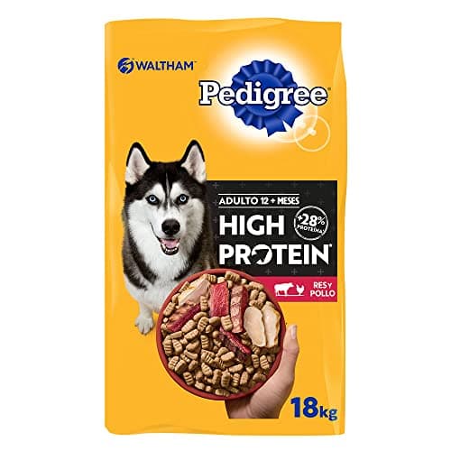 Pedigree - High Protein, Croquetas para Perro Adulto, Sabor Res y Pollo, Alimento Completo para