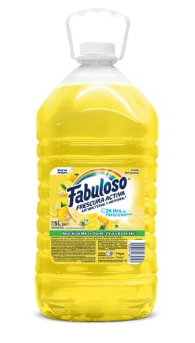 Fabuloso Limpiador Multiusos Líquido Limón Refrescante 5 L. Protección Antiviral y Antibacterial
