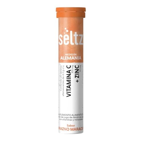 Seltz Tabletas Efervescentes de Vitamina C + Zinc 300 mg sabor Durazno Maracuyá