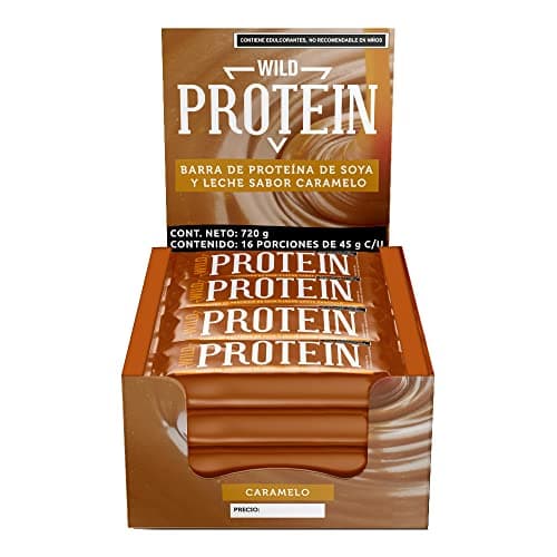 Wild Protein | Barras altas en proteína | Sabor caramelo | Pack de 16 unidades | 15 g de proteína