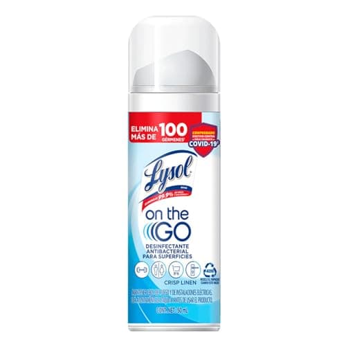 Lysol® On the GO® Desinfectante Antibacterial para Superficies Crisp Linen 50 ml
