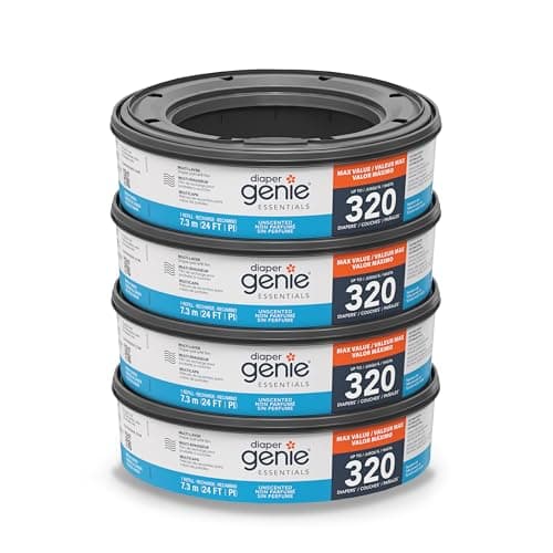 Recambio redondo Diaper Genie Essentials | Paquete de 4 | Capacidad de hasta 1280 pañales tamaño recién nacido