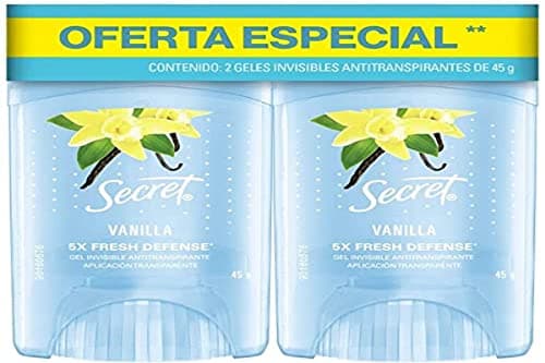 Secret Desodorante Antitranspirante en Gel Invisible Vainilla 45 g x 2 Unidades