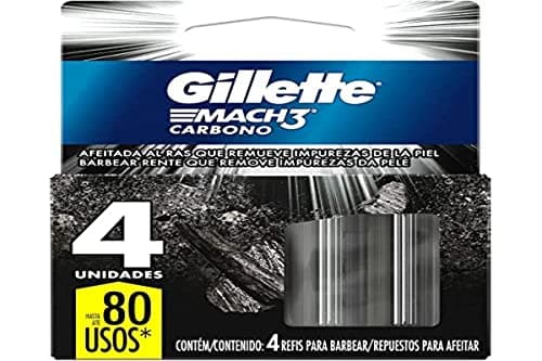Gillette Mach3 Carbono, Cartucho De Rastrillo Para Afeitar, 4 Repuestos