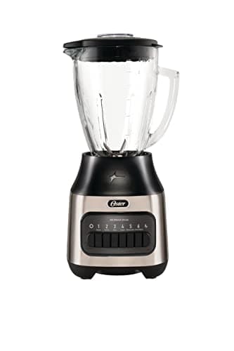 Oster Licuadora 800 W con Vaso de Vidrio de 1.5 L, 6 Velocidades + Pulso