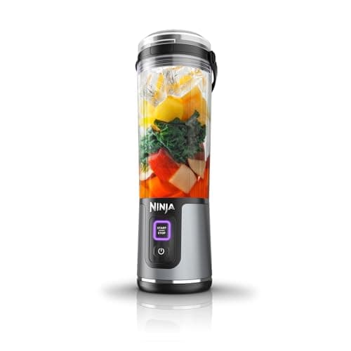 NINJA, Licuadora Portátil Blast, Capacidad de 18 Oz, Ideal para Smoothies y Bebidas Congeladas, Inalámbrica, USB C, Tapa con Boquilla a Prueba de Fugas, Color Negro, BC151BK