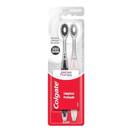 Colgate Cepillo Dental Encías Therapy Charcoal Cerdas Suaves 2 piezas