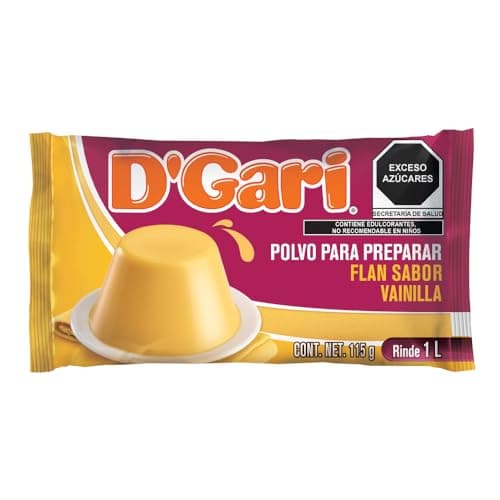 D'Gari Polvo para Preparar Flan, Sabor Vainilla 115 g