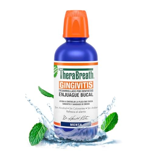 TheraBreath Enjuague Bucal sin Alcohol Gingivitis, Menta 473 ml. Controla la Placa y Sangrado de