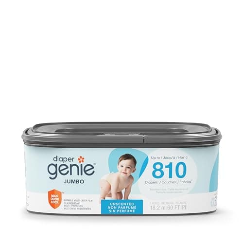 El recambio cuadrado Diaper Genie Jumbo con película continua | Puede contener hasta 810 pañales tamaño recién nacido.
