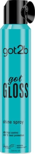 Got2b Spray para cabello, Got Gloss, cabello brillante, protección de calor de hasta 230°, 48 horas