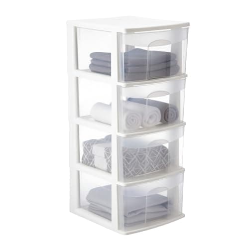 Italhome Cajonera ONYX 4 de Plástico Blanca con 4 Cajones Transparentes