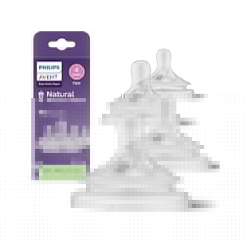 Philips Avent Tetina Natural Response│con válvula anticólicos│Flujo 4 Rapido │6 m+│4 pzs│SCY964/44