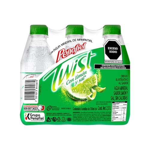 Peñafiel, Twist Limón 355 ml, Botella Pet (6 pack)