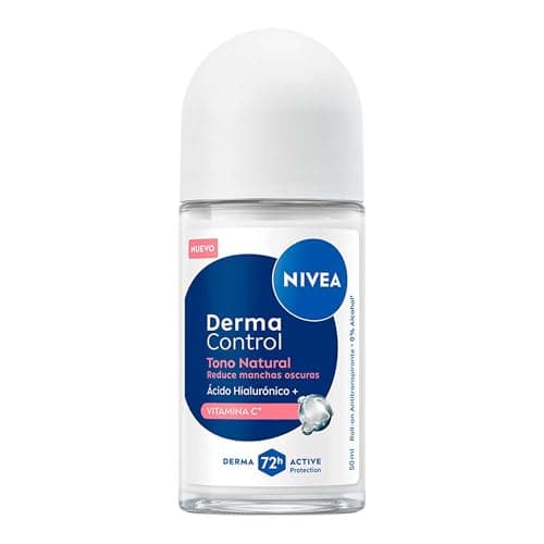 NIVEA Desodorante Antitranspirante Tono Natural Derma Control Roll-On 50ml, Para Mujer