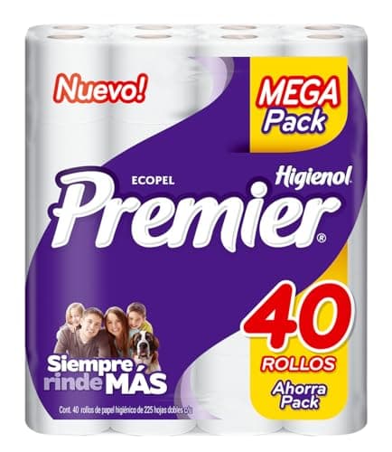 Premier Higienol Papel Higiénico Doble Hoja 40 Rollos 225 Hojas